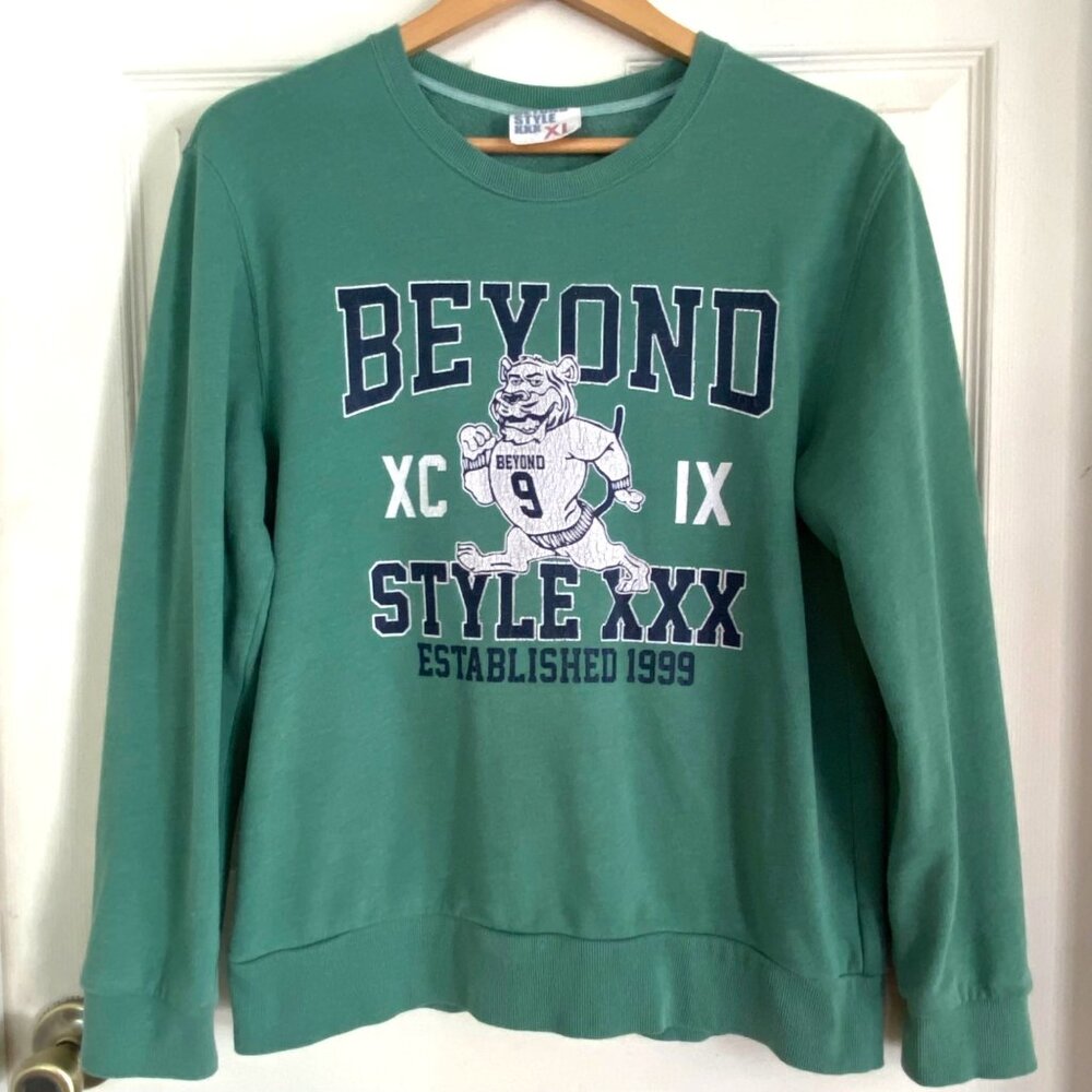 'beyond style xxx size xl sweatshirt green vintage‎ look graphic boxy fit